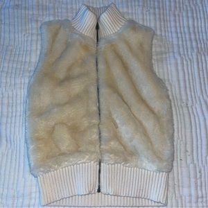 GAP girls L faux fur vest cream zip